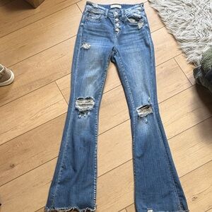 Flying Monkey Blue Distressed Flare Jeans